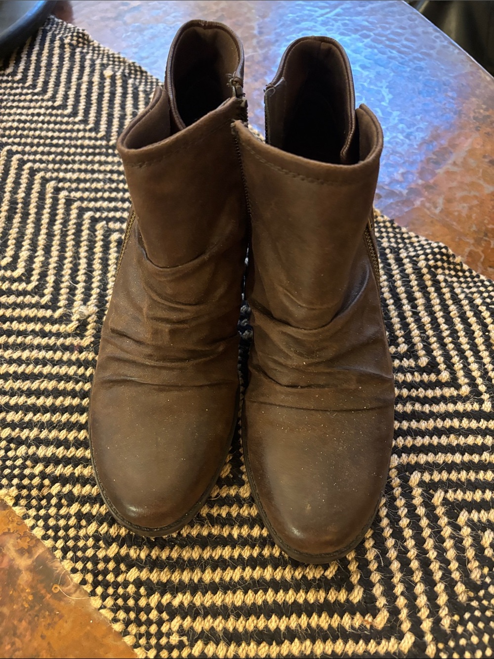 BareTraps Brown Suede Ankle Booties with Side Zip